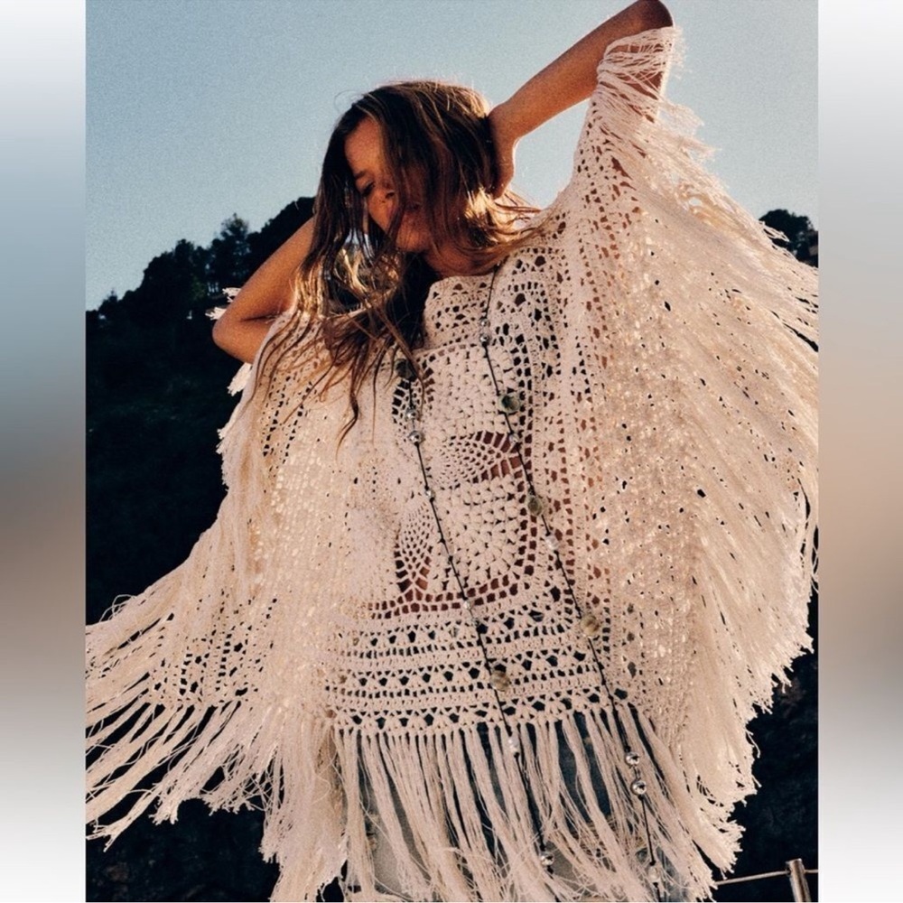 Zara Fringe Kaftan Size Medium